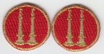 2 Bugles Parallel Gold on Red Collar Patches