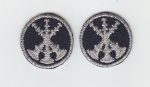 3 Bugles Silver on Midnight Navy 1" Collar Patches