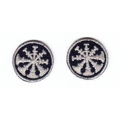 4 Bugles Silver on Midnight Navy 1" Collar Patches