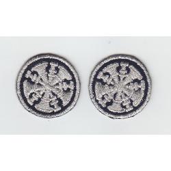 5 Bugles Silver on Midnight Navy 1" Collar Patches