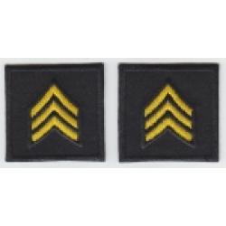 SGT Sergeant Chevron MEDIUM GOLD on BLACK collar patches SOLID style