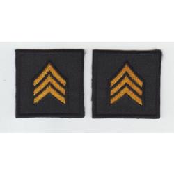 SGT Sergeant DARK GOLD on BLACK collar patches SOLID STYLE solid chevron