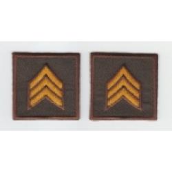 SGT Sergeant Chevron DARK GOLD on BROWN collar patches SOLID STYLE 1.5" LARGE