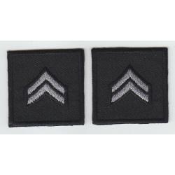 CPL Corporal SILVER on BLACK collar patches Solid Style