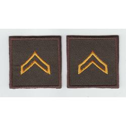CPL Corporal DARK GOLD on BROWN collar patches 1.5"