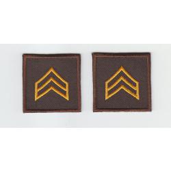 SGT Sergeant Chevron DARK GOLD on BROWN 1.5" LARGE collar patches