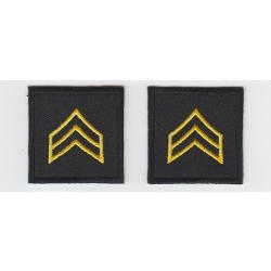 SGT Sergeant Chevron MEDIUM GOLD on BLACK collar patches