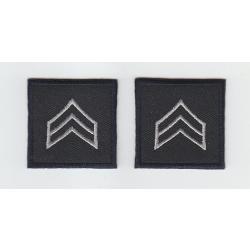 SGT Sergeant Chevron SILVER on MIDNIGHT collar patches LARGE 1.5"
