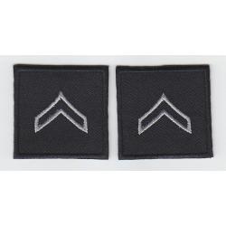 CPL Corporal SILVER on BLACK collar patches 1.5"
