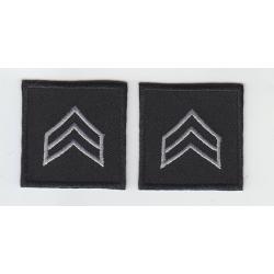 SGT Sergeant Chevron SILVER on BLACK collar patches 1.5" LARGE
