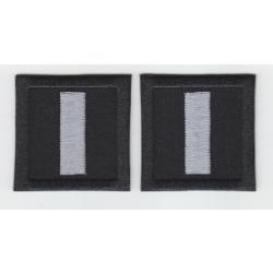 LT Lieutenant SILVER on BLACK collar patches 1.5" LARGE