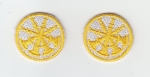 4 Bugles Gold on White 1" Collar Patches