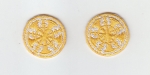 5 Bugles Gold on White 1" Collar Lapel Patches
