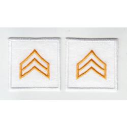 SGT Sergeant Chevron DARK GOLD on WHITE collar patches