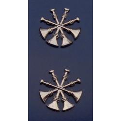 4 Bugles Crossed 3/4" Silver Nickel Fire Collar Pins