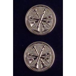 4 Bugles polished SILVER 1" Discs Collar Pins