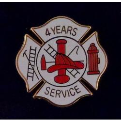 4 YEARS SERVICE Fire Dept Maltese Cross Uniform Lapel Pin