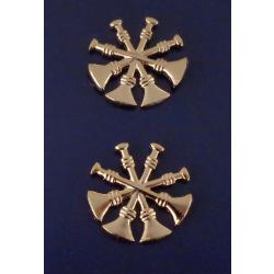 4 Bugles 3/4" Crossed Gold Collar Pins