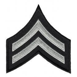CPL Corporal Chevrons 3" Silver/Grey on Black Cut Edge