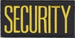 SECURITY IRON-ON Medium Gold on Black Front Panel Patch 4" X 2"