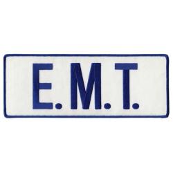 E.M.T. Royal Blue on REFLECTIVE White Back Panel Uniform Patch 11" X 4" EMT