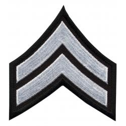 CPL Corporal Chevrons 3" White on Black Cut Edge