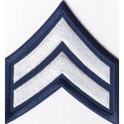 CPL Corporal Chevrons 3" White on Navy Blue Cut Edge