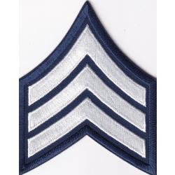 SGT Chevrons 3" White on Navy Blue Laser Cut Edge