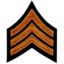 SGT Chevrons 3" Summer Gold on BLACK Laser Cut Edge