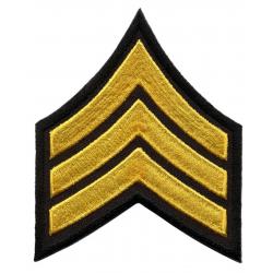 SGT Sergeant 3" Chevrons Medium Gold on Black Laser Cut Edge