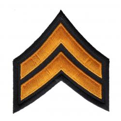 CPL Corporal Chevrons 3" Dark Gold on Black Cut Edge