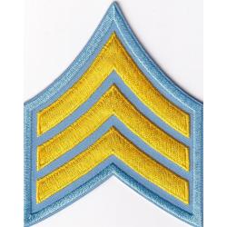 SGT Chevrons 3" Medium Gold on Light Blue Laser Cut Edge
