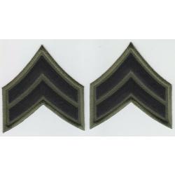 CPL Corporal Chevrons 3" Black on OD Green Cut Edge
