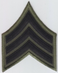 SGT Sergeant Chevrons 3" Black on OD Green Cut Edge