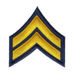 CPL Corporal Chevrons 3" Medium Gold on Navy Blue Cut Edge