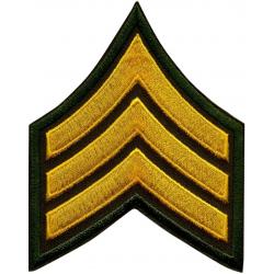 SGT sergeant Chevrons Medium Gold on OD Green 3" Laser Cut Edge Style