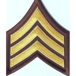 SGT Chevrons 3" Medium Gold on Brown Laser Cut Edge