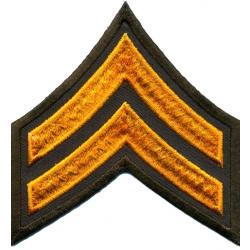 CPL Corporal Chevrons 3" Dark Gold on Brown Cut Edge