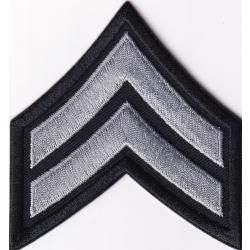 CPL Corporal Chevrons 3" Grey on Black Cut Edge