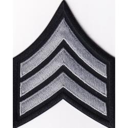 SGT Sergeant 3" Chevrons Medium Grey on Black Laser Cut Edge