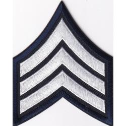 SGT Chevrons 3" White on Midnight Navy Laser Cut Edge