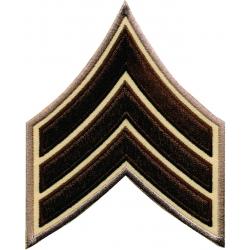 SGT sergeant Chevrons Brown on Beige 3" Laser Cut Edge Style