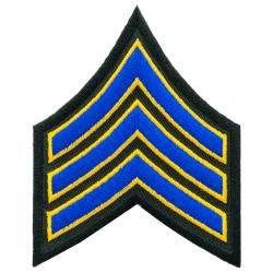 SGT Sergeant Chevrons 3" Royal Blue with Summer Gold Edge on Black Cut Edge Style