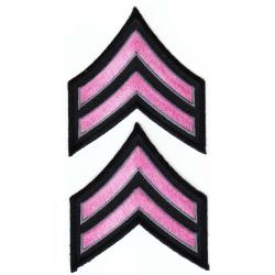 CPL Corporal Chevrons PINK & GREY on BLACK 3" X 3.5 BREAST CANCER