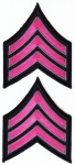 SGT Sergeant Chevrons DARK PINK/GREY on BLACK 3" X 3.75"