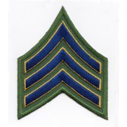 SGT Chevrons 3" Royal Blue with Medium Gold Edge on Green Twill Border Laser Cut Edge