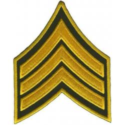 SGT Chevrons 3" Medium Gold on OD/Dark Green Laser Cut Edge