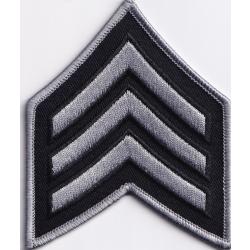 SGT Chevrons Grey on Black Merrowed Edge 3" wide