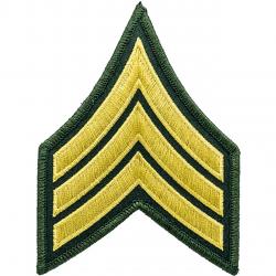 SGT Chevrons 3" Medium Gold on Marine/OD Green Merrowed Edge
