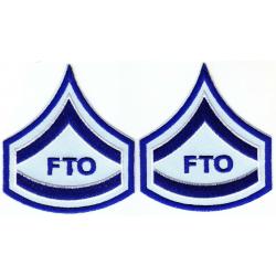 FTO Chevron patches ROYAL BLUE & WHITE ON LIGHT BLUE TWILL 1 pair